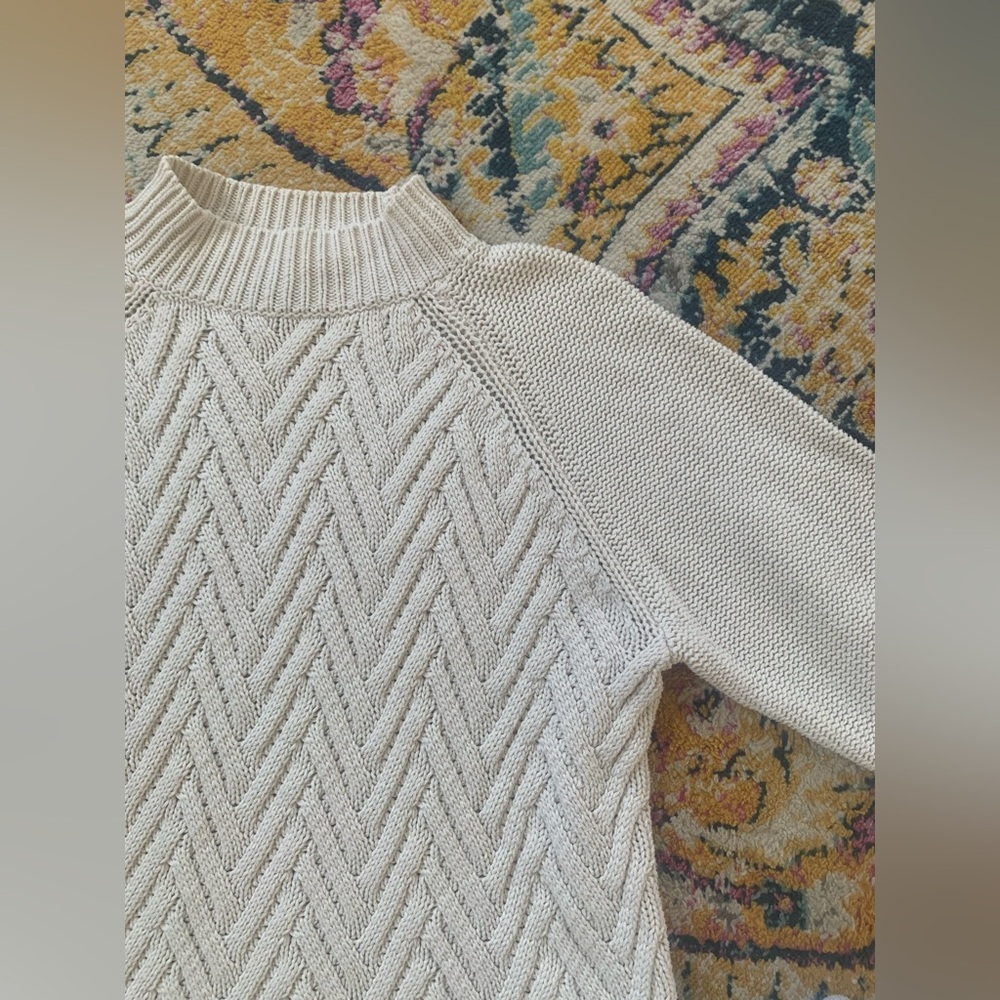 Vintage Chaps Ralph Lauren Cream Knit Sweater | Cotton Blend Coastal Preppy XL - Picture 2 of 6